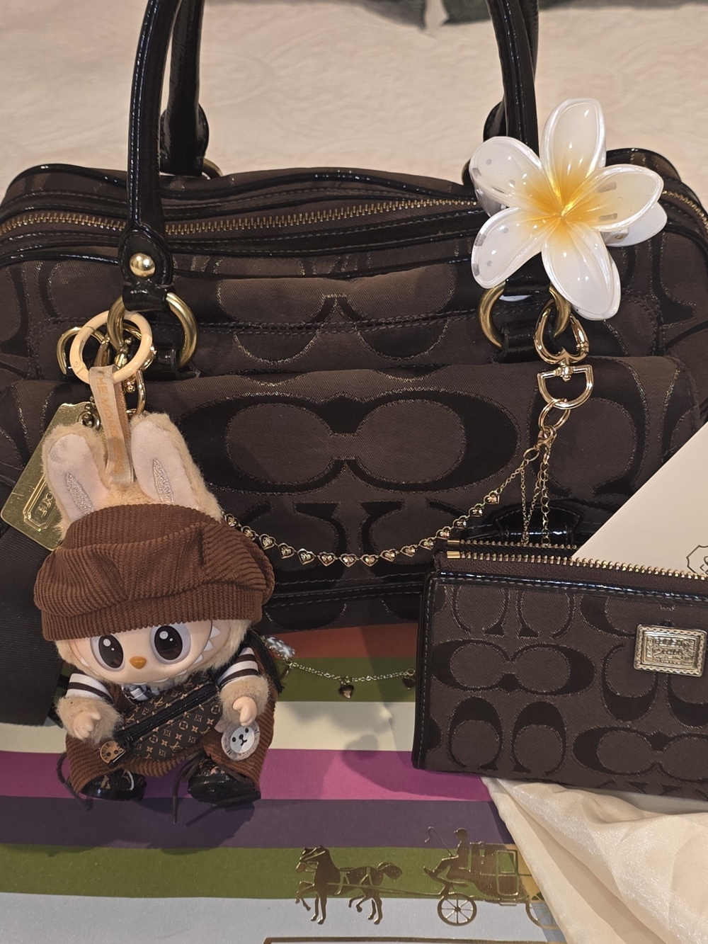 DO NOT BUY- Coach Brown Signature Logo Handbag with Matching Wallet